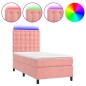 Letto a Molle con Materasso e LED Rosa 90x190 cm in Velluto Letto a Molle con Materasso e LED Rosa 90x190 cm in Velluto
