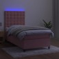 Letto a Molle con Materasso e LED Rosa 90x190 cm in Velluto Letto a Molle con Materasso e LED Rosa 90x190 cm in Velluto