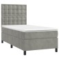 vidaXL Letto a Molle Materasso e LED Grigio Chiaro 90x200 cm Velluto vidaXL Letto a Molle Materasso e LED Grigio Chiaro 90x200 cm Velluto