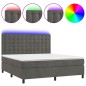 Letto a Molle con Materasso e LED Grigio Scuro 160x200 cm Letto a Molle con Materasso e LED Grigio Scuro 160x200 cm