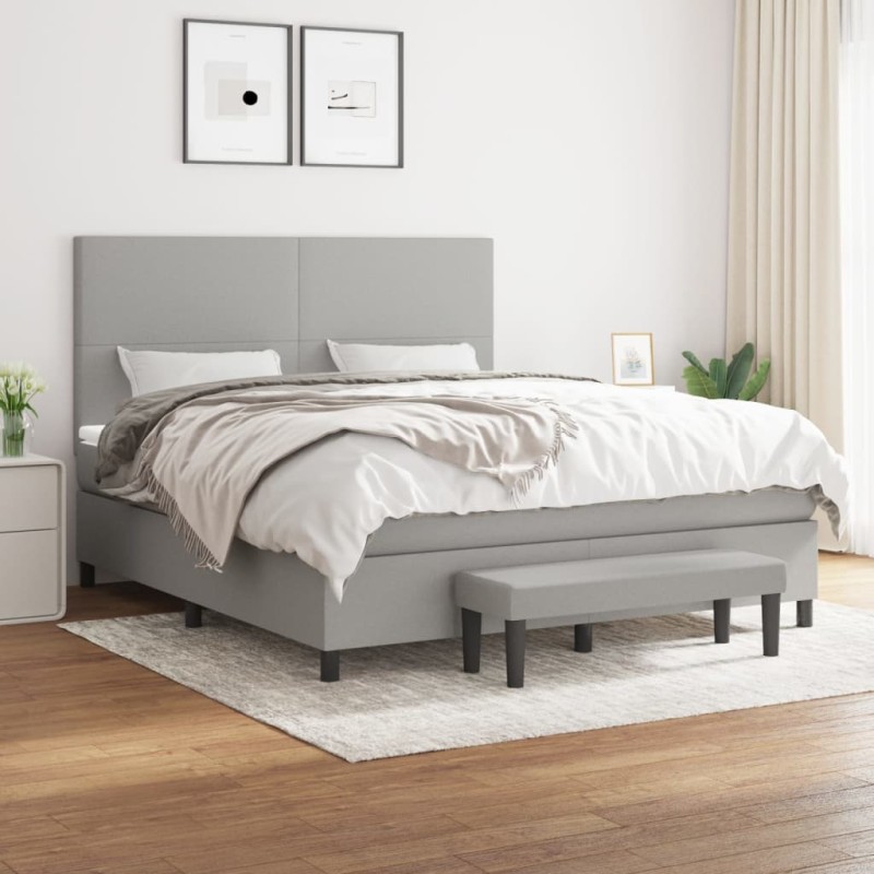 vidaXL Giroletto a Molle con Materasso Grigio Chiaro160x200 cm Tessuto