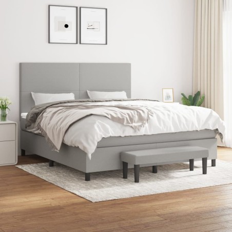 vidaXL Giroletto a Molle con Materasso Grigio Chiaro160x200 cm Tessuto