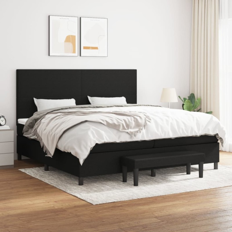 vidaXL Giroletto a Molle con Materasso Nero 200x200 cm in Tessuto