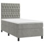 Letto a Molle Materasso e LED Grigio Chiaro 90x190 cm Velluto Letto a Molle Materasso e LED Grigio Chiaro 90x190 cm Velluto