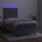 Letto a Molle Materasso e LED Grigio Chiaro 90x190 cm Velluto Letto a Molle Materasso e LED Grigio Chiaro 90x190 cm Velluto