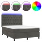 Letto a Molle con Materasso e LED Grigio Scuro 140x190 cm Letto a Molle con Materasso e LED Grigio Scuro 140x190 cm