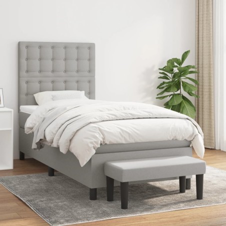 vidaXL Giroletto a Molle con Materasso Grigio Chiaro 90x190 cm Tessuto