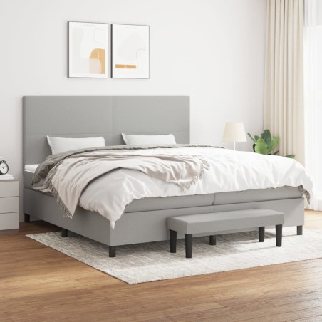 vidaXL Giroletto a Molle con Materasso Grigio Chiaro 200x200cm Tessuto