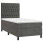 Letto a Molle con Materasso e LED Grigio Scuro 90x190cm Velluto Letto a Molle con Materasso e LED Grigio Scuro 90x190cm Velluto
