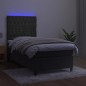 Letto a Molle con Materasso e LED Grigio Scuro 90x190cm Velluto Letto a Molle con Materasso e LED Grigio Scuro 90x190cm Velluto