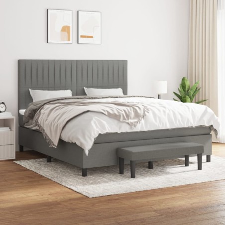 vidaXL Giroletto a Molle con Materasso Grigio Scuro 180x200 cm Tessuto