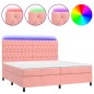 Letto a Molle con Materasso e LED Rosa 200x200 cm in Velluto Letto a Molle con Materasso e LED Rosa 200x200 cm in Velluto