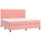 Letto a Molle con Materasso e LED Rosa 200x200 cm in Velluto Letto a Molle con Materasso e LED Rosa 200x200 cm in Velluto