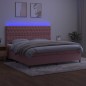 Letto a Molle con Materasso e LED Rosa 200x200 cm in Velluto Letto a Molle con Materasso e LED Rosa 200x200 cm in Velluto