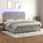 vidaXL Letto a Molle Materasso e LED Grigio Chiaro 200x200 cm Velluto vidaXL Letto a Molle Materasso e LED Grigio Chiaro 200x200 cm Velluto