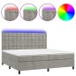 vidaXL Letto a Molle Materasso e LED Grigio Chiaro 200x200 cm Velluto vidaXL Letto a Molle Materasso e LED Grigio Chiaro 200x200 cm Velluto