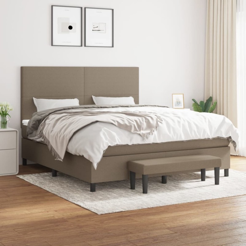 vidaXL Giroletto a Molle con Materasso Tortora 160x200 cm in Tessuto