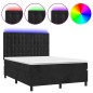 vidaXL Letto a Molle con Materasso e LED Nero 140x200 cm in Velluto vidaXL Letto a Molle con Materasso e LED Nero 140x200 cm in Velluto
