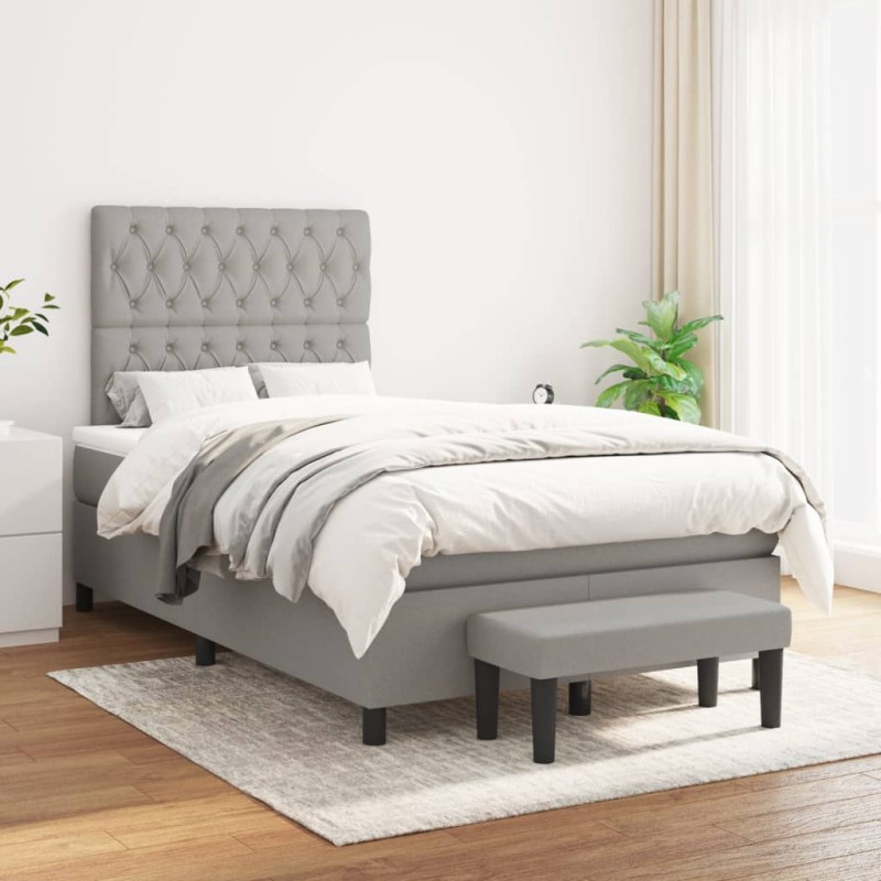 vidaXL Giroletto a Molle con Materasso Grigio Chiaro 120x200cm Tessuto