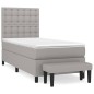 vidaXL Giroletto a Molle con Materasso Grigio Chiaro 90x200 cm Tessuto