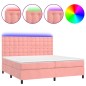 vidaXL Letto a Molle con Materasso e LED Rosa 200x200 cm in Velluto vidaXL Letto a Molle con Materasso e LED Rosa 200x200 cm in Velluto