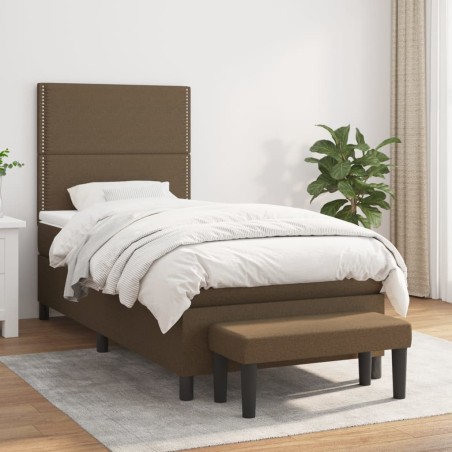 vidaXL Giroletto a Molle con Materasso Marrone Scuro 100x200cm Tessuto
