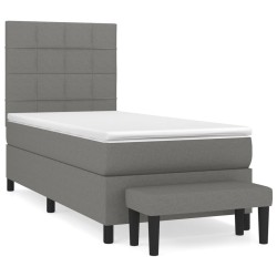 vidaXL Giroletto a Molle con Materasso Grigio Scuro 90x200 cm Tessuto