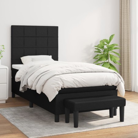 vidaXL Giroletto a Molle con Materasso Nero 100x200 cm in Tessuto