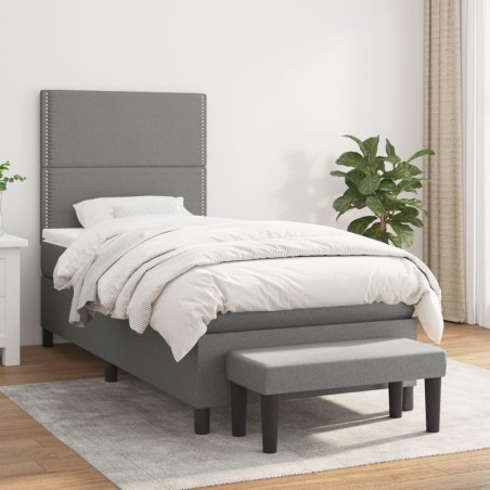 vidaXL Giroletto a Molle con Materasso Grigio Scuro 100x200 cm Tessuto