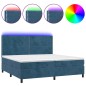 vidaXL Letto a Molle con Materasso e LED Blu Scuro 200x200 cm vidaXL Letto a Molle con Materasso e LED Blu Scuro 200x200 cm