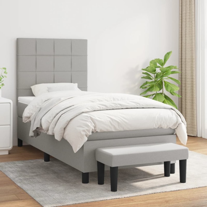 vidaXL Giroletto a Molle con Materasso Grigio Chiaro 80x200 cm Tessuto