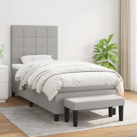 vidaXL Giroletto a Molle con Materasso Grigio Chiaro 80x200 cm Tessuto