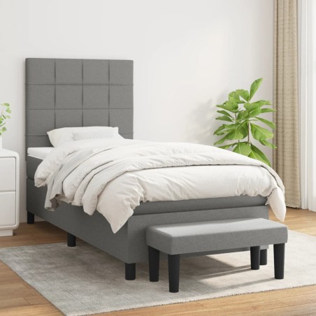 Giroletto a Molle con Materasso Grigio Scuro 100x200 cm Tessuto