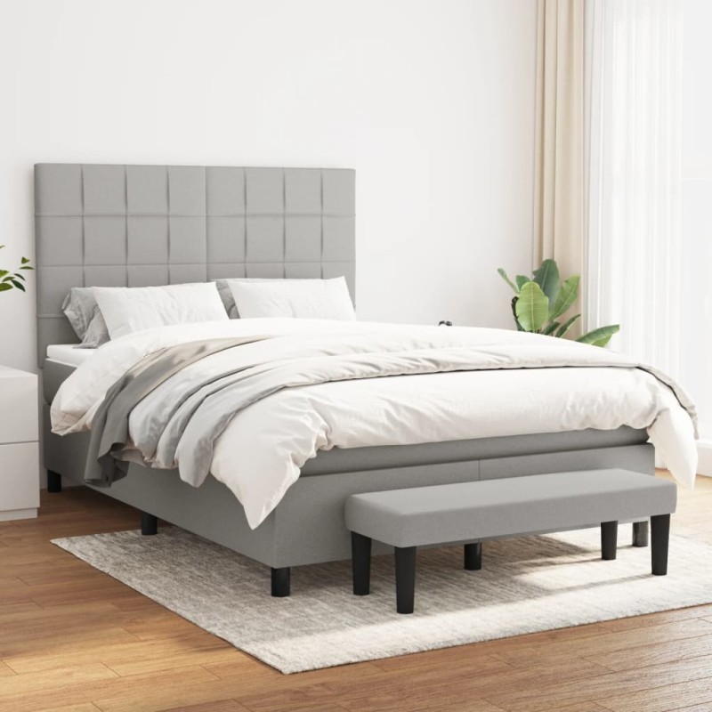vidaXL Giroletto a Molle con Materasso Grigio Chiaro 140x190cm Tessuto