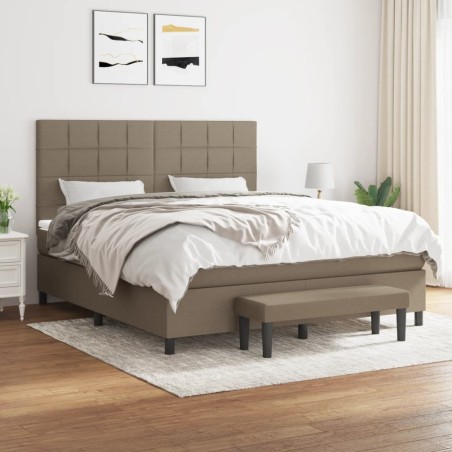 vidaXL Giroletto a Molle con Materasso Tortora 180x200 cm in Tessuto
