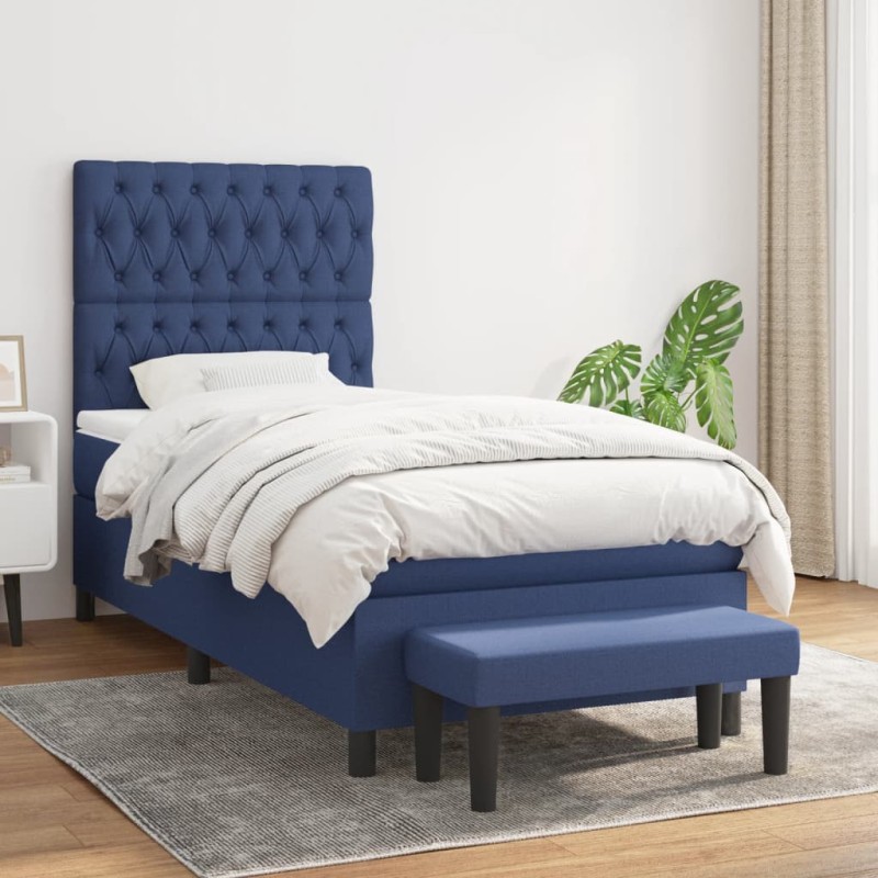 Giroletto a Molle con Materasso Blu 100x200 cm in Tessuto