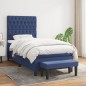 Giroletto a Molle con Materasso Blu 100x200 cm in Tessuto