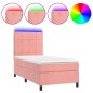 Letto a Molle con Materasso e LED Rosa 100x200 cm in Velluto Letto a Molle con Materasso e LED Rosa 100x200 cm in Velluto