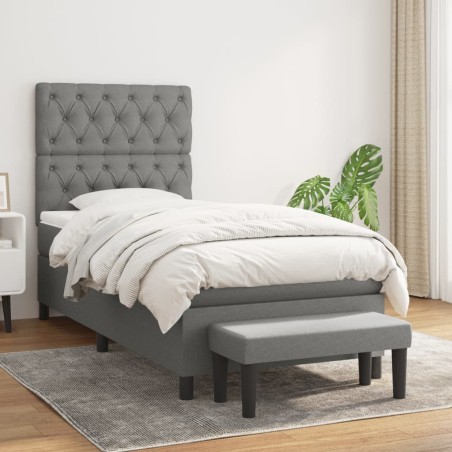 vidaXL Giroletto a Molle con Materasso Grigio Scuro 80x200 cm Tessuto