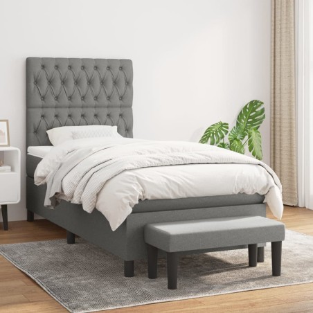 vidaXL Giroletto a Molle con Materasso Grigio Scuro 100x200 cm Tessuto