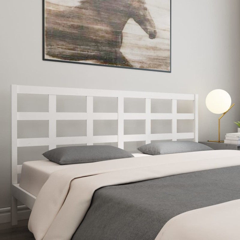 Testiera per Letto Bianca 185,5x4x100 cm Legno Massello di Pino Testiera per Letto Bianca 185,5x4x100 cm Legno Massello di Pino