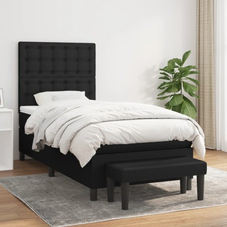 vidaXL Giroletto a Molle con Materasso Nero 90x200 cm in Tessuto