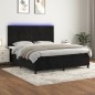 Letto a Molle con Materasso e LED Nero 160x200 cm in Velluto Letto a Molle con Materasso e LED Nero 160x200 cm in Velluto