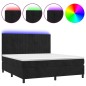 Letto a Molle con Materasso e LED Nero 160x200 cm in Velluto Letto a Molle con Materasso e LED Nero 160x200 cm in Velluto
