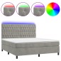 Letto a Molle Materasso e LED Grigio Chiaro 160x200 cm Velluto Letto a Molle Materasso e LED Grigio Chiaro 160x200 cm Velluto