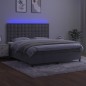 vidaXL Letto a Molle Materasso e LED Grigio Chiaro 160x200 cm Velluto