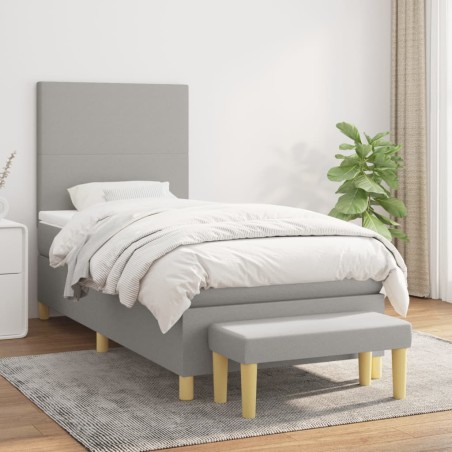 Giroletto a Molle con Materasso Grigio Chiaro 90x200 cm Tessuto