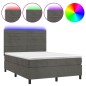 vidaXL Letto a Molle con Materasso e LED Grigio Scuro 140x190 cm