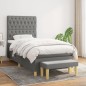 vidaXL Giroletto a Molle con Materasso Grigio Scuro 90x200 cm Tessuto