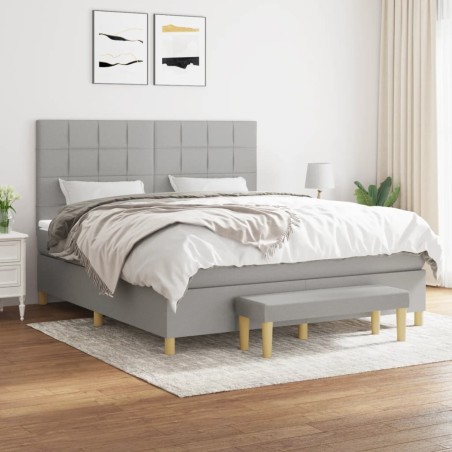 vidaXL Giroletto a Molle con Materasso Grigio Chiaro180x200 cm Tessuto